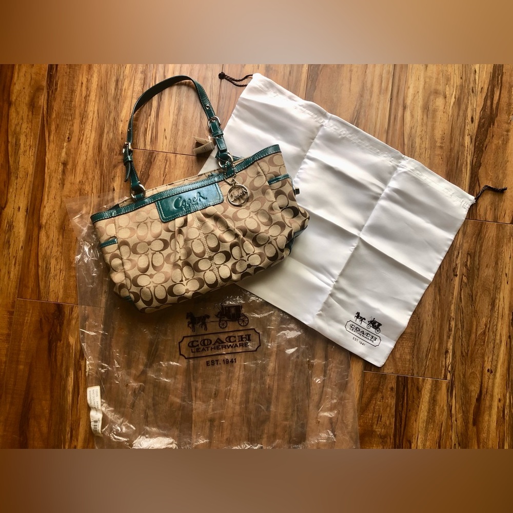 NWT Coach F0993-F14281 Brown/Teal Shoulder Bag